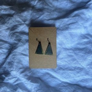 Metal Art Deco earrings with mixed patinas